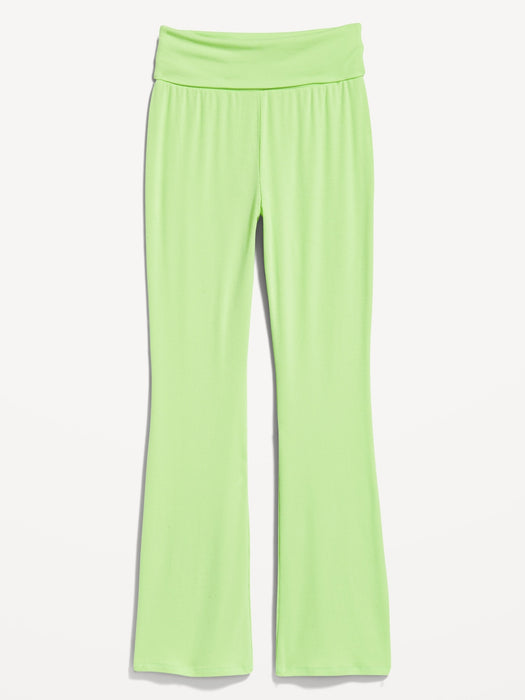 Mid-Rise UltraLite Foldover-Waist Flare Lounge Pants for Women