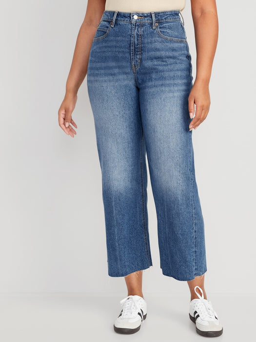Extra High-Waisted Cropped Cut-Off Wide-Leg Jeans