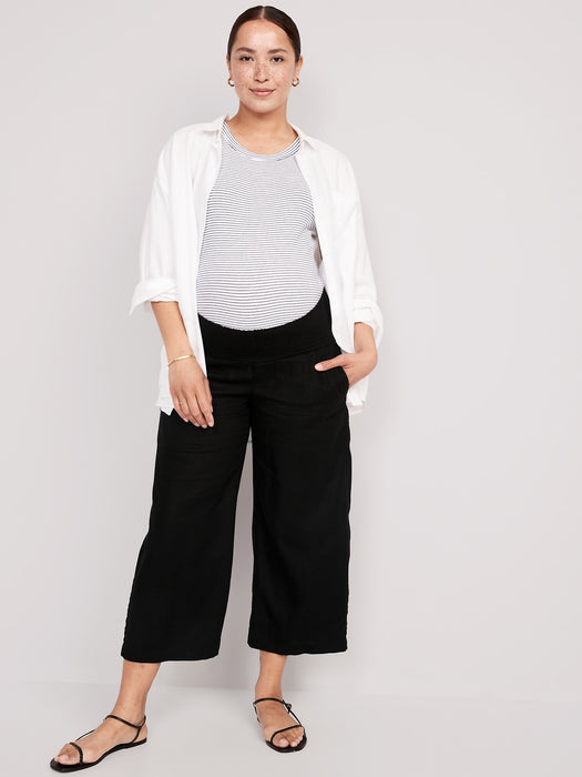 Maternity Linen-Blend Wide-Leg Pants