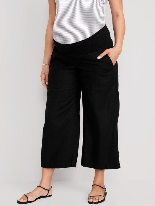 Maternity Linen-Blend Wide-Leg Pants