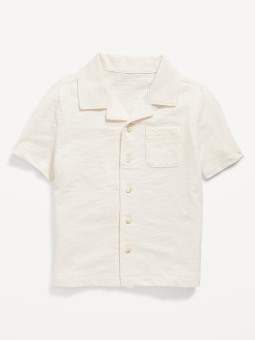 Short-Sleeve Slub-Knit Camp Shirt for Toddler Boys