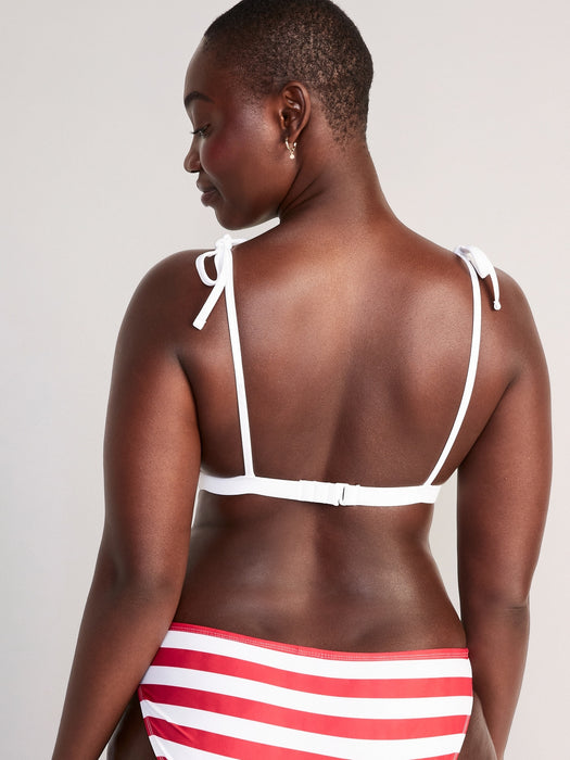 Terry Tie-Shoulder Triangle Bikini Swim Top for Women