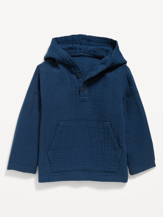Long-Sleeve Double-Weave Henley Hoodie for Toddler