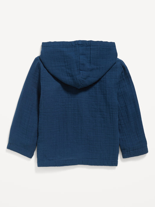 Long-Sleeve Double-Weave Henley Hoodie for Toddler