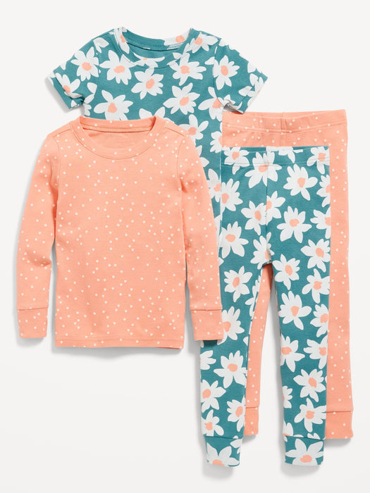 Unisex 4-Piece Printed Snug-Fit Pajama Set for Toddler & Baby