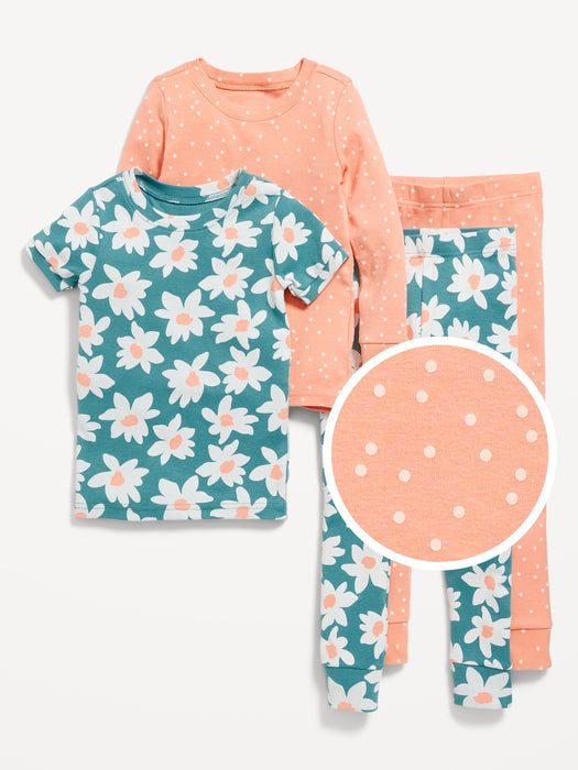 Unisex 4-Piece Printed Snug-Fit Pajama Set for Toddler & Baby