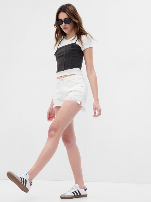 Low Rise Denim Beach Shorts