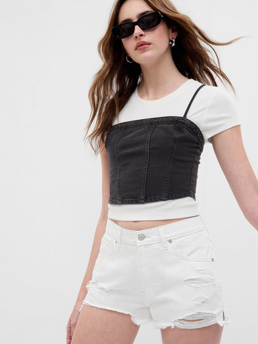 Low Rise Denim Beach Shorts