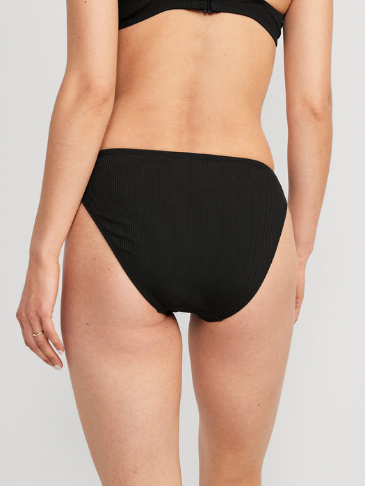 High-Waisted French-Cut Ribbed Bikini Swim Bottoms