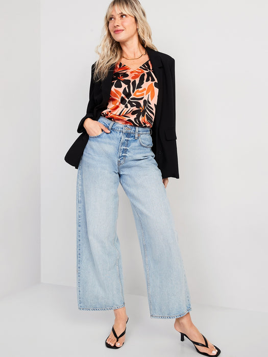 V-Neck Sleeveless Satin Top for Women