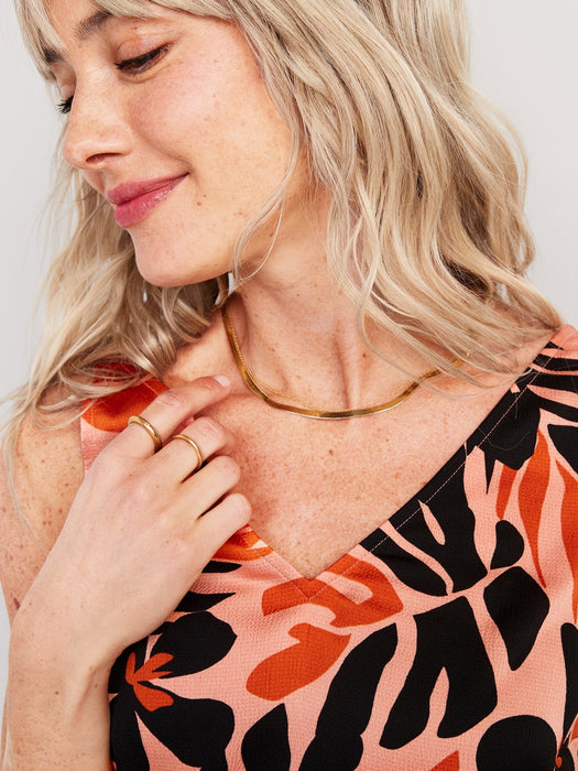 V-Neck Sleeveless Satin Top for Women