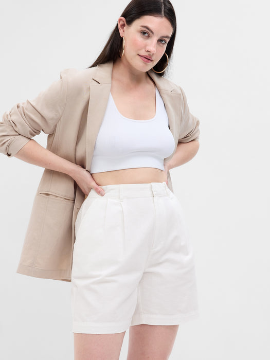 Pleated Linen Bermuda Shorts