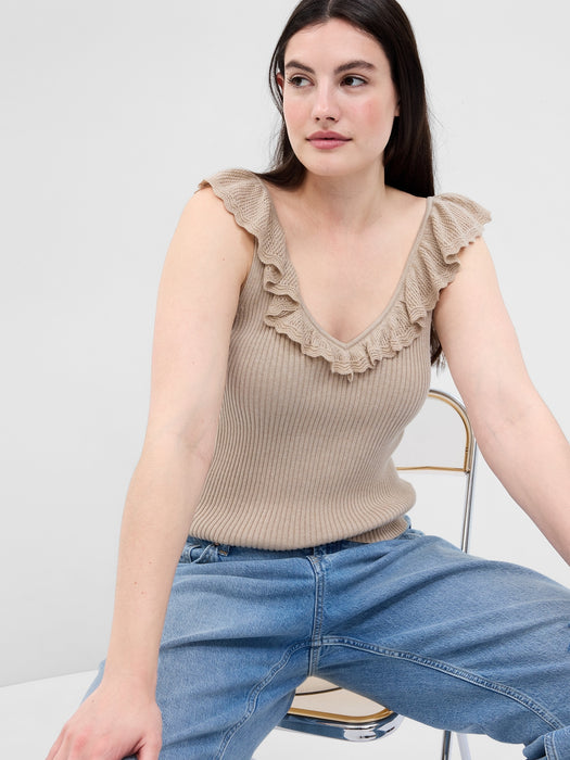 Ruffle Rib Sweater Tank Top