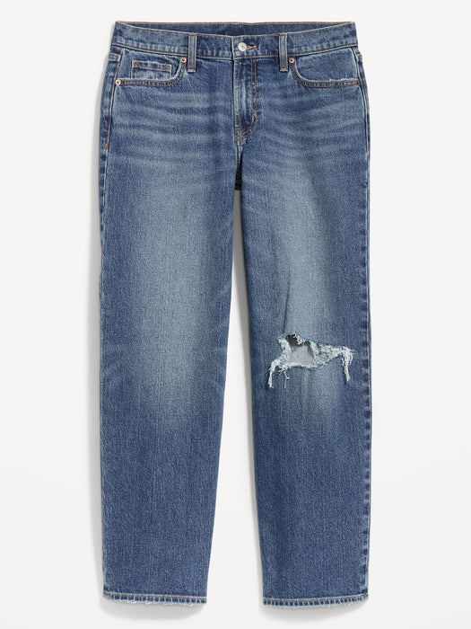 Mid-Rise Boyfriend Loose Jeans