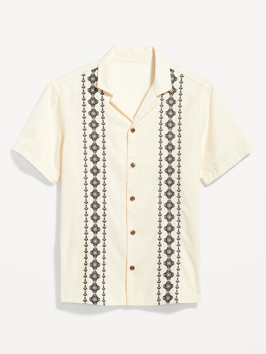 Short-Sleeve Matching Print Camp Shirt for Men