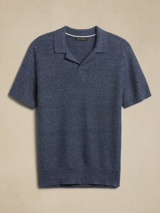 Theo Linen-Cotton Sweater Polo