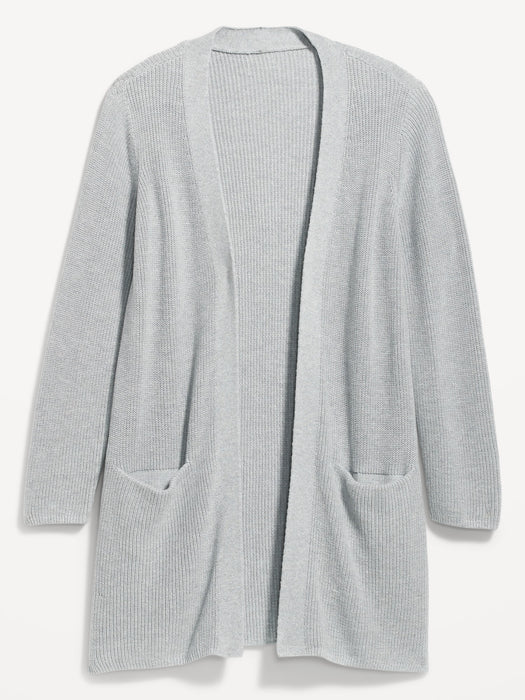 Textured Long-Line Open-Front Sweater for Women