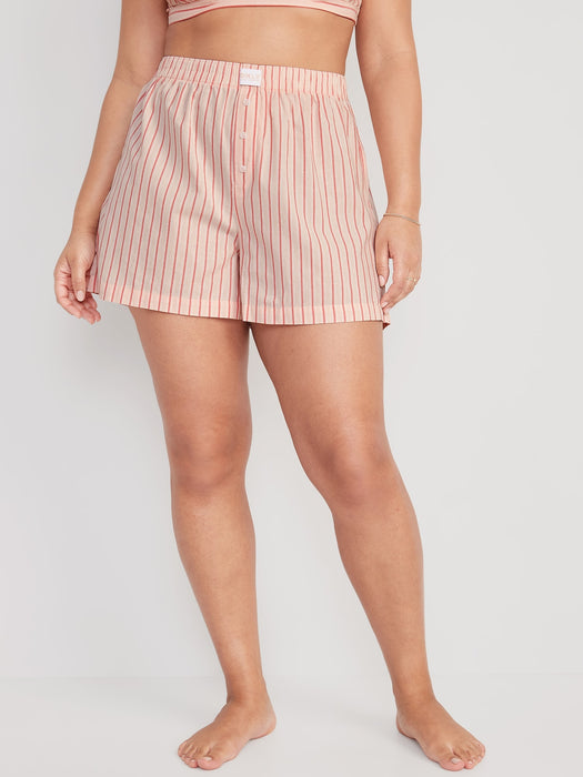 High-Waisted Printed Poplin Pajama Shorts for Women -- 3.5-inch inseam