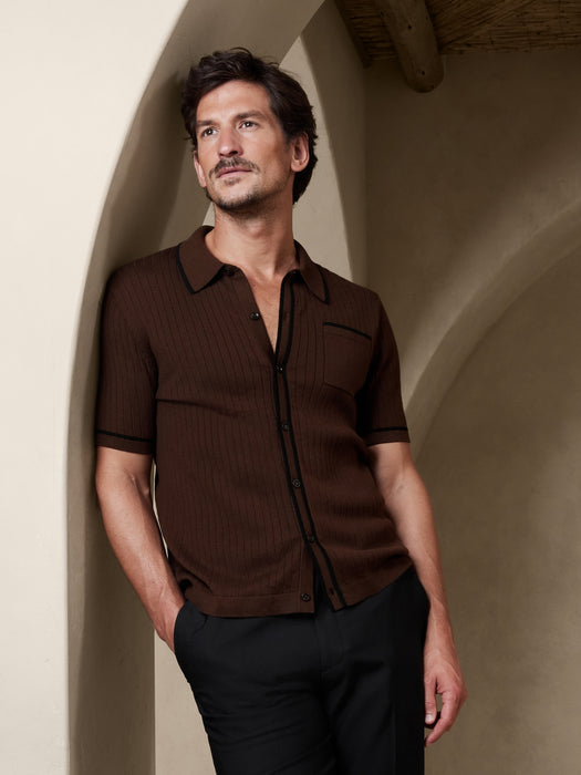 Christophe Cotton-Silk Sweater Polo