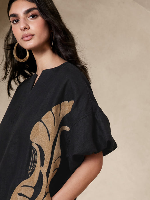 Botanica Embroidered Linen Mini Dress