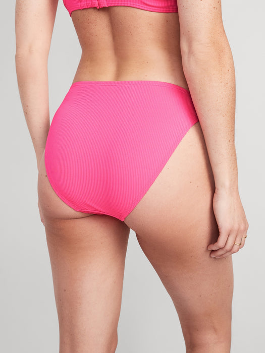 High-Waisted French-Cut Ribbed Bikini Swim Bottoms