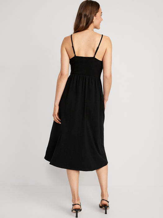 Fit & Flare Tie-Front Cami Midi Dress for Women