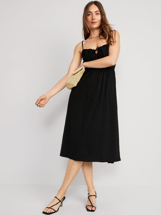 Fit & Flare Tie-Front Cami Midi Dress for Women