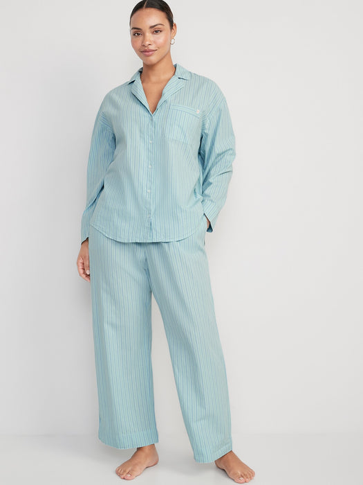 Oversized Printed Poplin Pajama Set for Women