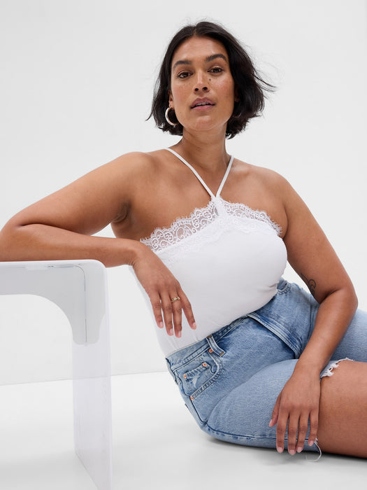 Rib Lace Halter Cami