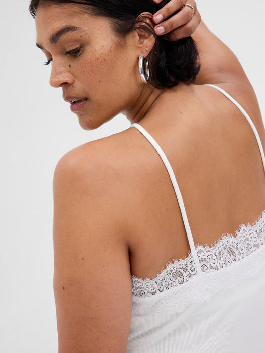 Rib Lace Halter Cami