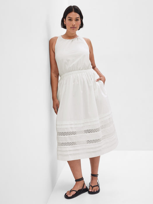 Lace Cross-Back Midi Dress