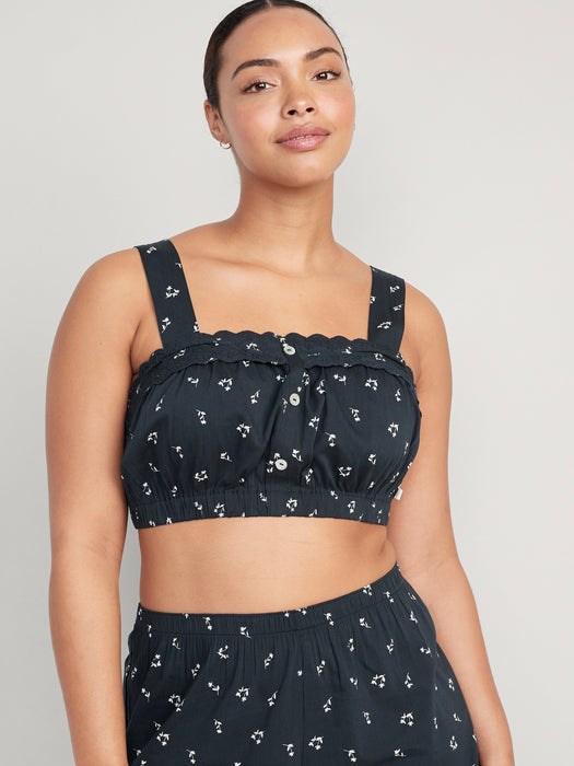 Sleeveless Button-Front Bralette Pajama Top for Women