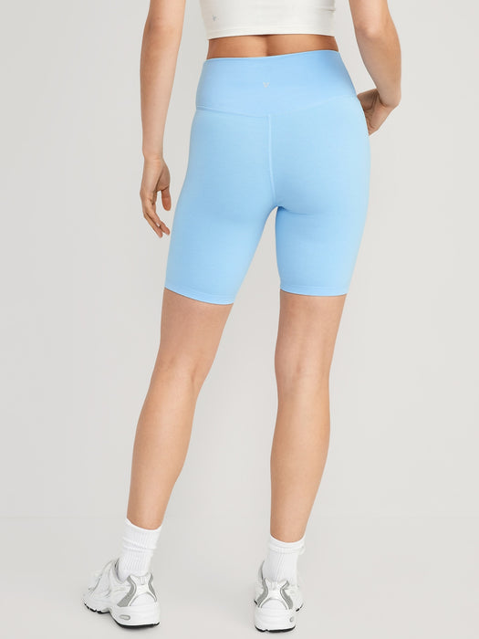 Extra High-Waisted PowerChill Crossover Hidden-Pocket Biker Shorts for Women -- 8-inch inseam