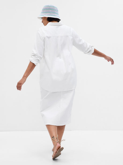 Denim Boyfriend Shirt with Washwell