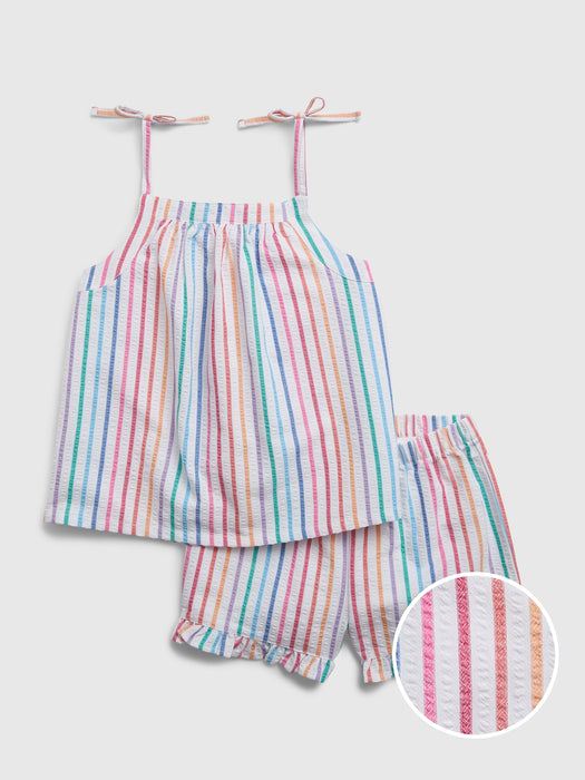 Kids 100% Recycled Seersucker PJ Shorts Set