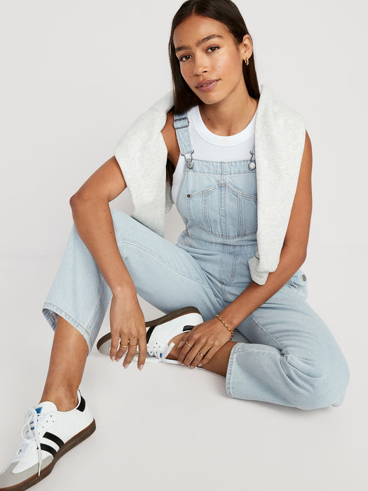 Slouchy Straight Ankle Jean Overalls