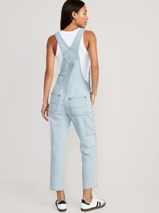 Slouchy Straight Ankle Jean Overalls
