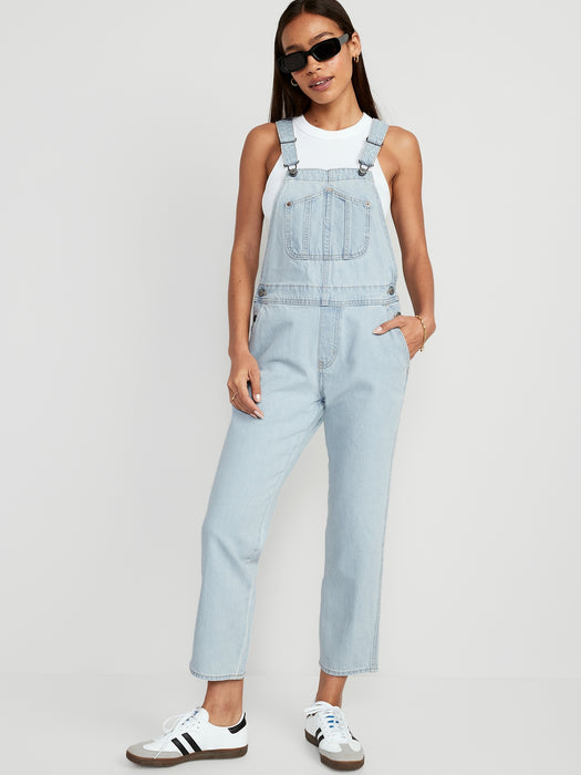 Slouchy Straight Ankle Jean Overalls