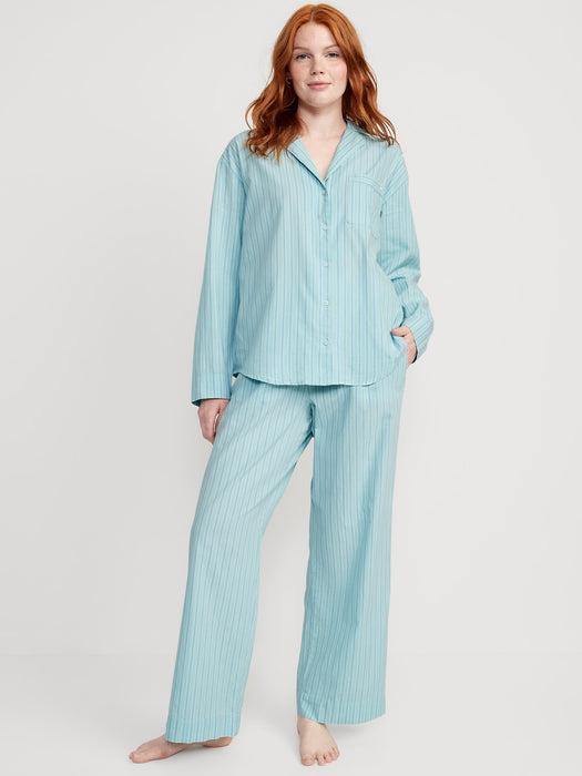 Oversized Printed Poplin Pajama Set for Women
