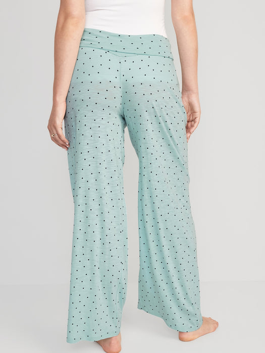 Maternity Rollover-Waist Wide-Leg Pajama Pants