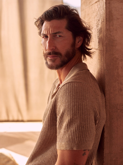 Theo Linen-Cotton Sweater Polo