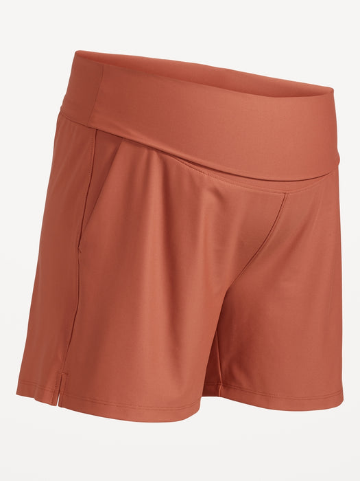 Maternity Rollover-Waist PowerSoft Shorts -- 5-inch inseam