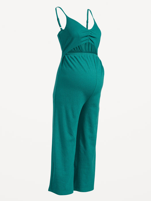 Maternity Sleeveless Textured Wide-Leg Jumpsuit