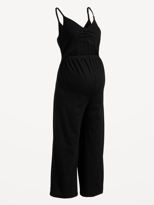 Maternity Sleeveless Textured Wide-Leg Jumpsuit