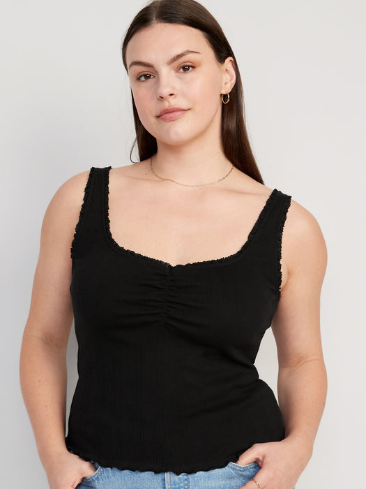 Rib-Knit Lettuce-Edge Cami Top for Women