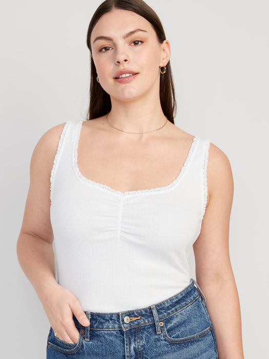 Rib-Knit Lettuce-Edge Cami Top for Women