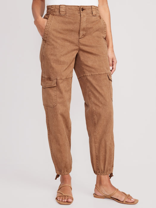 High-Waisted Barrel-Leg Cargo Ankle Pants for Women