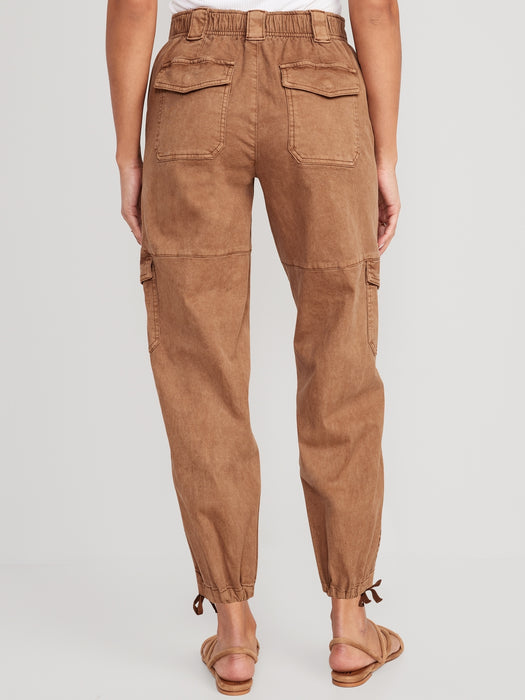 High-Waisted Barrel-Leg Cargo Ankle Pants for Women
