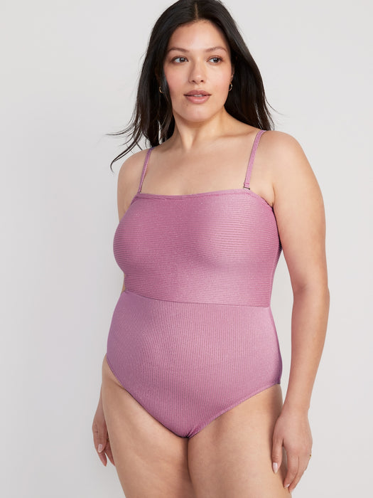 Convertible Metallic Shine One-Piece Swimsuit for Women