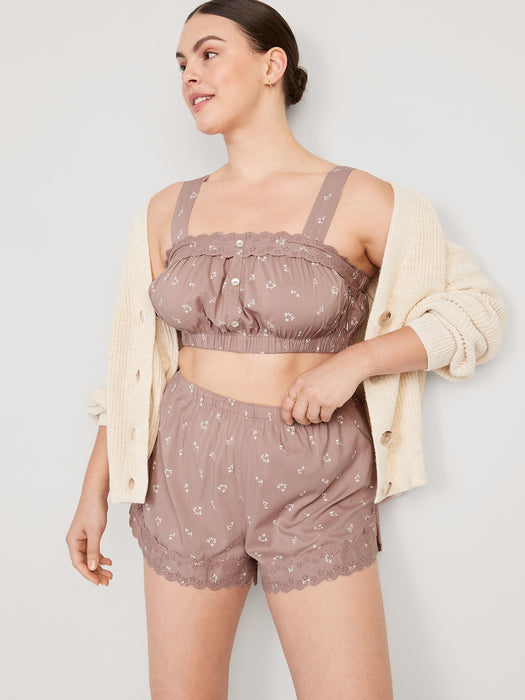 Sleeveless Button-Front Bralette Pajama Top for Women